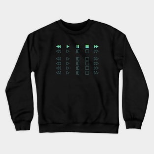 Repeated Music Player Buttons Gradient Teal Crewneck Sweatshirt